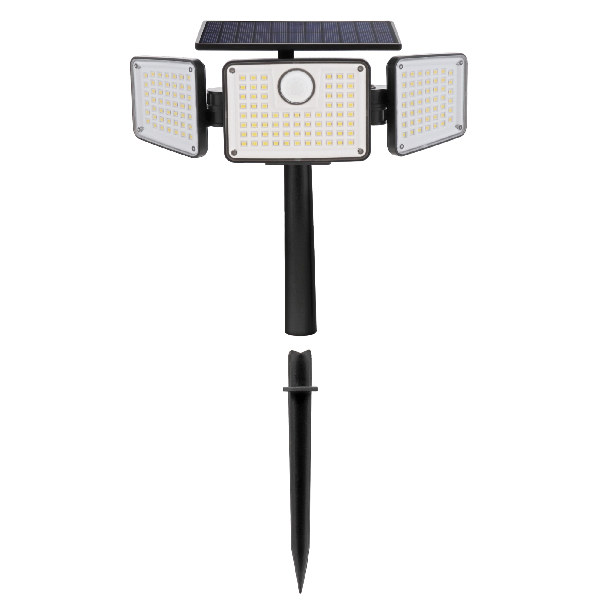 Farpoint Flex Fold 500 Lumen Solar Motion Sensor Light with 270 degree Adjustable Panels, Remote Control, Ground Stake & Wall Mount, 164 SMD LEDs, IP44 Weather-Resistant Outdoor Security Light – WMSL11006